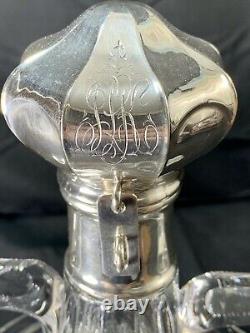 Antique Abp 7lb 4 Pint Signed Hawkes Sterling Silver Cut Glass Master Decanter