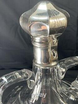 Antique Abp 7lb 4 Pint Signed Hawkes Sterling Silver Cut Glass Master Decanter