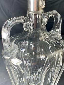 Antique Abp 7lb 4 Pint Signed Hawkes Sterling Silver Cut Glass Master Decanter