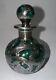 Antique Alvin Emerald Glass And. 999 Silver Sterling Overlay Bottle