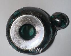 Antique Alvin Emerald Glass And. 999 Silver Sterling Overlay Bottle