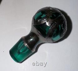 Antique Alvin Emerald Glass And. 999 Silver Sterling Overlay Bottle