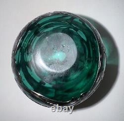 Antique Alvin Emerald Glass And. 999 Silver Sterling Overlay Bottle