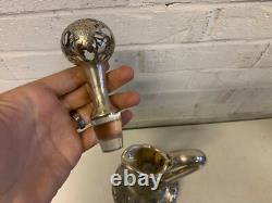 Antique Alvin Sterling Silver 999 Overlay Glass Decanter Pitcher Grape Vine Dec