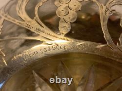 Antique Alvin Sterling Silver 999 Overlay Glass Decanter Pitcher Grape Vine Dec
