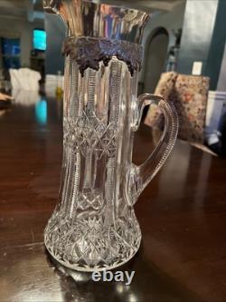 Antique American Brilliant-Cut Glass & Gorham Sterling Silver Claret Jug
