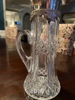 Antique American Brilliant-Cut Glass & Gorham Sterling Silver Claret Jug