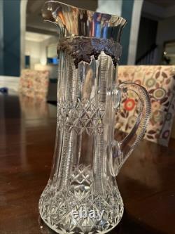 Antique American Brilliant-Cut Glass & Gorham Sterling Silver Claret Jug