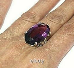 Antique Amethyst Glass Sterling Silver Ring Sz6.5 Rg2