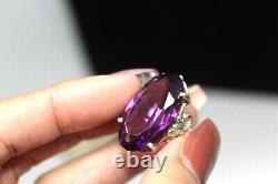 Antique Amethyst Glass Sterling Silver Ring Sz6.5 Rg2