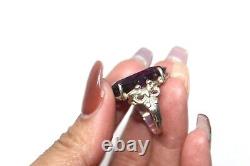 Antique Amethyst Glass Sterling Silver Ring Sz6.5 Rg2