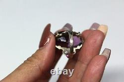 Antique Amethyst Glass Sterling Silver Ring Sz6.5 Rg2