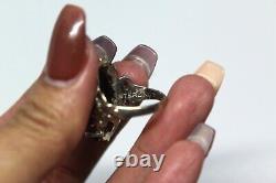 Antique Amethyst Glass Sterling Silver Ring Sz6.5 Rg2