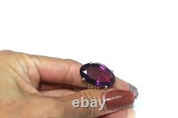 Antique Amethyst Glass Sterling Silver Ring Sz6.5 Rg2