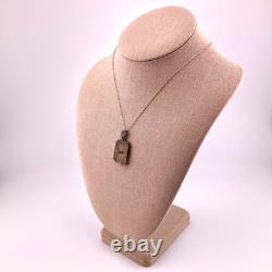 Antique Art Deco 20's Camphor Glass Sterling Silver Filigree Pendant Necklace