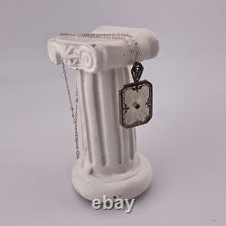 Antique Art Deco 20's Camphor Glass Sterling Silver Filigree Pendant Necklace
