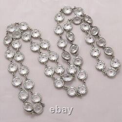 Antique Art Deco Bezel Set Open Back Crystal Glass Sterling Silver 27 Necklace