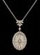Antique Art Deco Camphor Glass Sterling Silver Necklace Sunburst Filigree