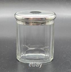 Antique Art Deco Crystal Cut Glass Cosmetic Jar with Sterling Silver Cap UK/1927