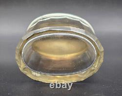 Antique Art Deco Crystal Cut Glass Cosmetic Jar with Sterling Silver Cap UK/1927