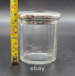 Antique Art Deco Crystal Cut Glass Cosmetic Jar with Sterling Silver Cap UK/1927