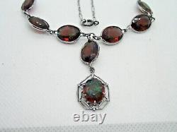 Antique-Art Deco DRAGON'S BREATH Glass Sterling Silver Necklace Neiger