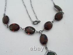 Antique-Art Deco DRAGON'S BREATH Glass Sterling Silver Necklace Neiger