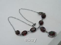 Antique-Art Deco DRAGON'S BREATH Glass Sterling Silver Necklace Neiger