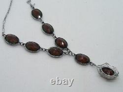 Antique-Art Deco DRAGON'S BREATH Glass Sterling Silver Necklace Neiger