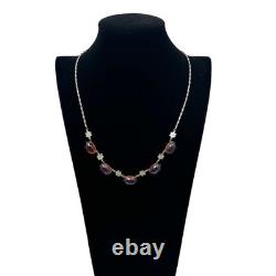 Antique Art Deco Dragons Breath Glass Sterling Silver Necklace 18 Inch Rare