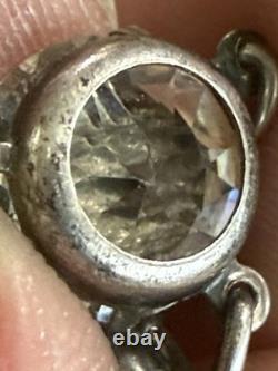 Antique Art Deco Hand-Faceted Natural Rock Crystal Sterling Rivière Necklace 15