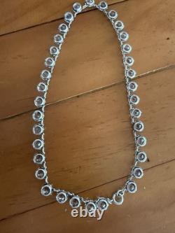 Antique Art Deco Hand-Faceted Natural Rock Crystal Sterling Rivière Necklace 15