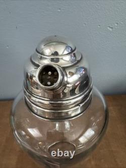 Antique Art Deco Hawkes Sterling Silver & Glass Cocktail Shaker Pitcher Martini