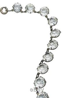 Antique Art Deco Riviere Sterling Silver Necklace Paste Glass