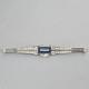 Antique Art Deco Sterling Silver Bar Brooch Sapphire Blue Glass & Rhinestones