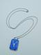 Antique Art Deco Sterling Silver Blue Satin Glass 20 Pendant Necklace