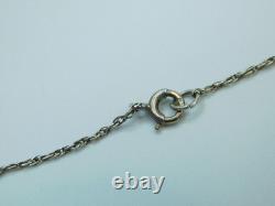 Antique Art Deco Sterling Silver Blue Satin Glass 20 Pendant Necklace