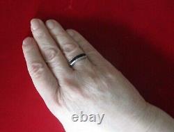 Antique Art-Deco Sterling Silver & French Jet (Black Glass) Ring