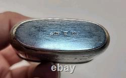 Antique Art Deco Sterling Silver & Gold Hip Flask WithCut Glass & Locking Lid Sign
