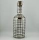 Antique Art Deco Sterling Silver Overlay Grid Glass Decanter Bottle Cork