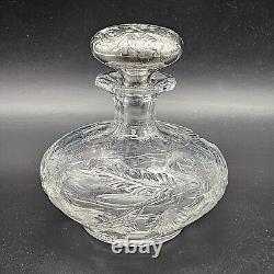 Antique Art Nouveau Crystal Glass Cologne Bottle Sterling Silver Cap Gorham/1900