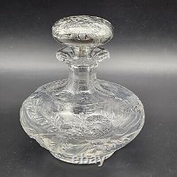 Antique Art Nouveau Crystal Glass Cologne Bottle Sterling Silver Cap Gorham/1900