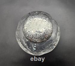 Antique Art Nouveau Crystal Glass Cologne Bottle Sterling Silver Cap Gorham/1900