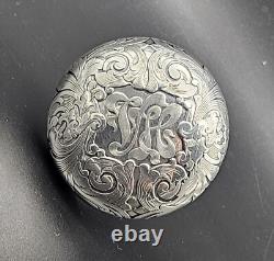 Antique Art Nouveau Crystal Glass Cologne Bottle Sterling Silver Cap Gorham/1900