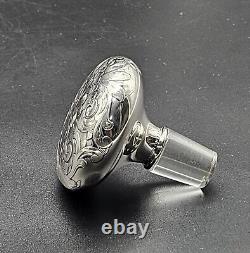 Antique Art Nouveau Crystal Glass Cologne Bottle Sterling Silver Cap Gorham/1900