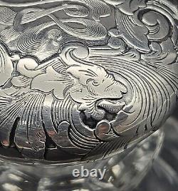 Antique Art Nouveau Crystal Glass Cologne Bottle Sterling Silver Cap Gorham/1900