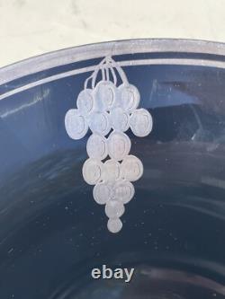 Antique Art Nouveau Deco Black Ruby Red Glass & Sterling Silver Overlay 10 Bowl