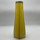 Antique Art Nouveau Deco Lemon Yellow 8 Glass Vase With Sterling Silver Overlay