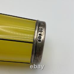 Antique Art Nouveau Deco Lemon Yellow 8 Glass Vase With Sterling Silver Overlay