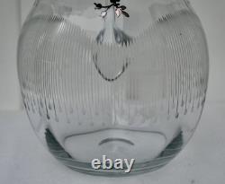 Antique Art Nouveau Glass Sterling Silver Overlay Water Pitcher withEtched Glass